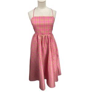 NWT J Crew Collection Squareneck Stretch Taffeta Dress Sunset Plaid Size 8